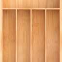 Bamboo Utensil Drawer Organizer, Kitchen Organizer for Flatware Cutlery, Silverware Tray for Drawer (5 Slots, Natural) (Medium 13.7x9.8 Inch)