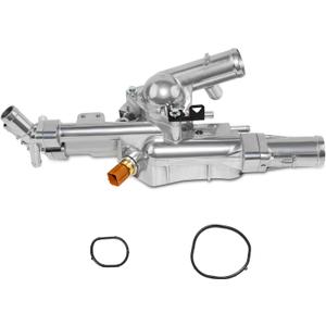 Upgraded Aluminum Thermostat Housing Assembly Compatible with 2011-2013 Kia Optima Sportage 2011-2014 Hyundai Sonata 2013 Santa Fe Sport 2.0L Turbo Replaces # 25600-2G545
