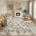 WITSHOCK 9x13 Area Rug Washable Abstract Rugs for Living Room Dark Brown