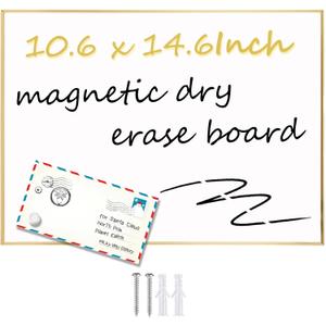 Dry Erase White Board, 10.6"x 14.6" Gold Aluminum Frame Magnetic Whiteboard for Wall Office,School,Home, Hanging Board for Decoration,Planning,Kitchen Grocery List,Drawing,MemoBB-Gold-2737