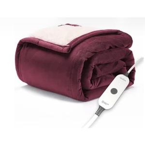 Sunbeam Royal Sherpa Foot Pocket Heated Throw Electric Blanket, 50" x 60", 4 Heat Settings, 4-Hour Auto Shut-Off, Warming Throw for Couch or Bed, Fast Heating, Machine Washable