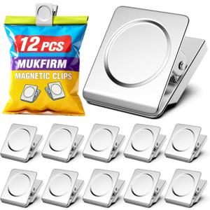 12 Pack Large Magnetic Clips Heavy Duty, Strong Magnet Clips for Notes, Fridge Magnets, Refrigerator Magnets Clip for Organization, Chip Clip Magnets for Whiteboard, Classroom, Cruise, Office