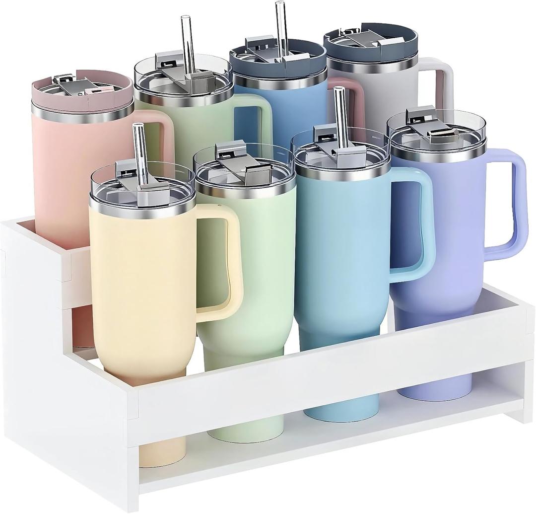 Water Bottle Organizer, 2-Tier 15.7" W Tumbler Holder for 8 Cups, Pantry Kitchen Storage Rack for Bottles Countertop Cabinet