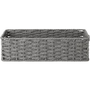 StorageWorks Toilet Tank Basket for Bathroom, Round Paper Rope Wicker Storage Basket Back of Toilet Tank Top, 14 "L x 6 "W x 3 "H, 1 Pack (Grey)