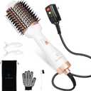Hair Blow Dryer Brush EcoSheek - 4 in 1 Volumizer, Ceramic & Ionic, Anti-Frizz, Titanium Barrel, ALCI Plug, 1.3 lbs, 1.83 in Handle, 2.83 in Comb