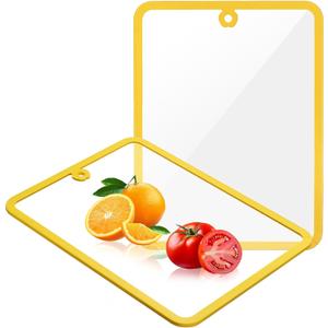 Cutting Board, Glass Cutting Boards for Kitchen, Chopping Board Set with Non-Slip Edges & Hanging Hole, Dishwasher- Safe Clear Cutting Board for Countertop, Meal Prep & Serving