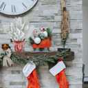 28 Pcs Artificial Flocking Pine Picks Snow Forest Artificial Pine Needles Branches Christmas Fake Greenery Tree Branches DIY Leaves for Christmas Wreaths Garden Party Holiday Decor (White, 28)