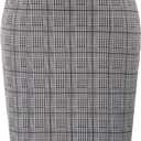 Kate Kasin Womens Knee Length Elastic Waist Stretchy Bodycon Plaid Business Pencil Skirt XL