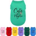 Expressive Polyester Dog Shirt Vest: Soft and Lightweight Puppy Shirt for Small and Medium Dogs, Featuring The Playful 'Cute but Psycho' Slogan Print Shirts Tank Top Turquoise XL