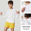 Ewedoos UPF50+ Boys Swim Shirt Rash Guard Long Sleeve Quick Dry Sun Shirts Kids Boys Fishing Shirt for Summer Outdoor (Small, White)