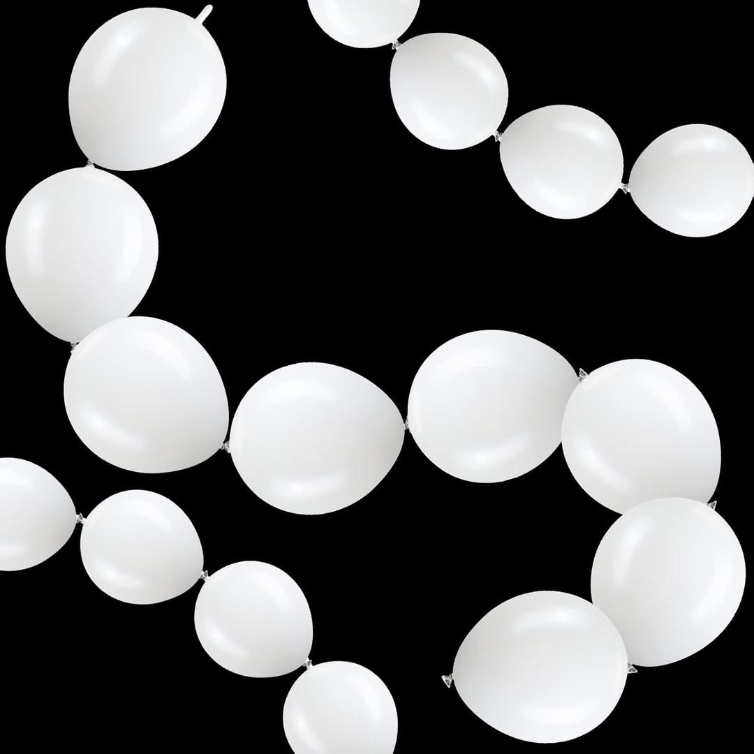 Meanplan 100 Pcs Link Balloon Linking Latex Connected Balloons Linkable for Easter Independence Day Carnival Wedding Party Decoration(12 Inch,White)