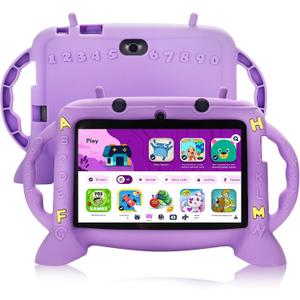 Kids Tablet, 7 inch Tablet for Kids 2-10, Educational Learning Toddler Tablet Android 11, 3GB RAM+32GB ROM Storage, Google Play YouTube, Baby Girl boy Present Purple