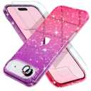 Choiche Compatible for iPhone 17 Air Case, Women Cute Clear Glitter Bling Sparkly Case, [1 x Diamond Camera Lens Protectors] [2 x Tempered Glass Screen Protectors] 6.5-inch (Glitter Purple/Pink)
