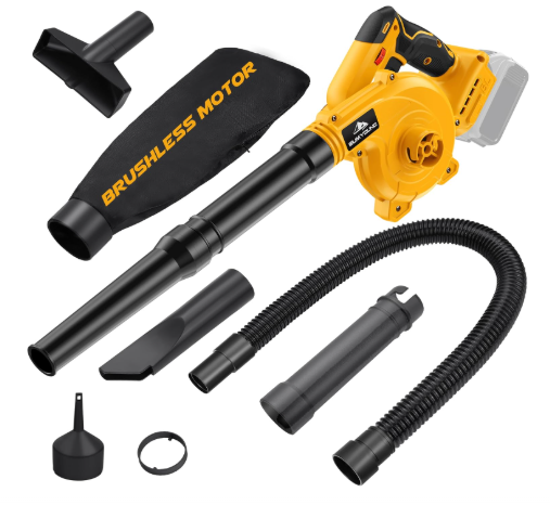 Benpal Cordless Leaf Blower for Dewalt 20V Max Battery,Electric Jobsite Air Blower with Brushless Motor,6 Variable Speed Up to 180MPH,2-in-1 Handle Electric Blower and Vacuum Cleaner(Battery Not Included)