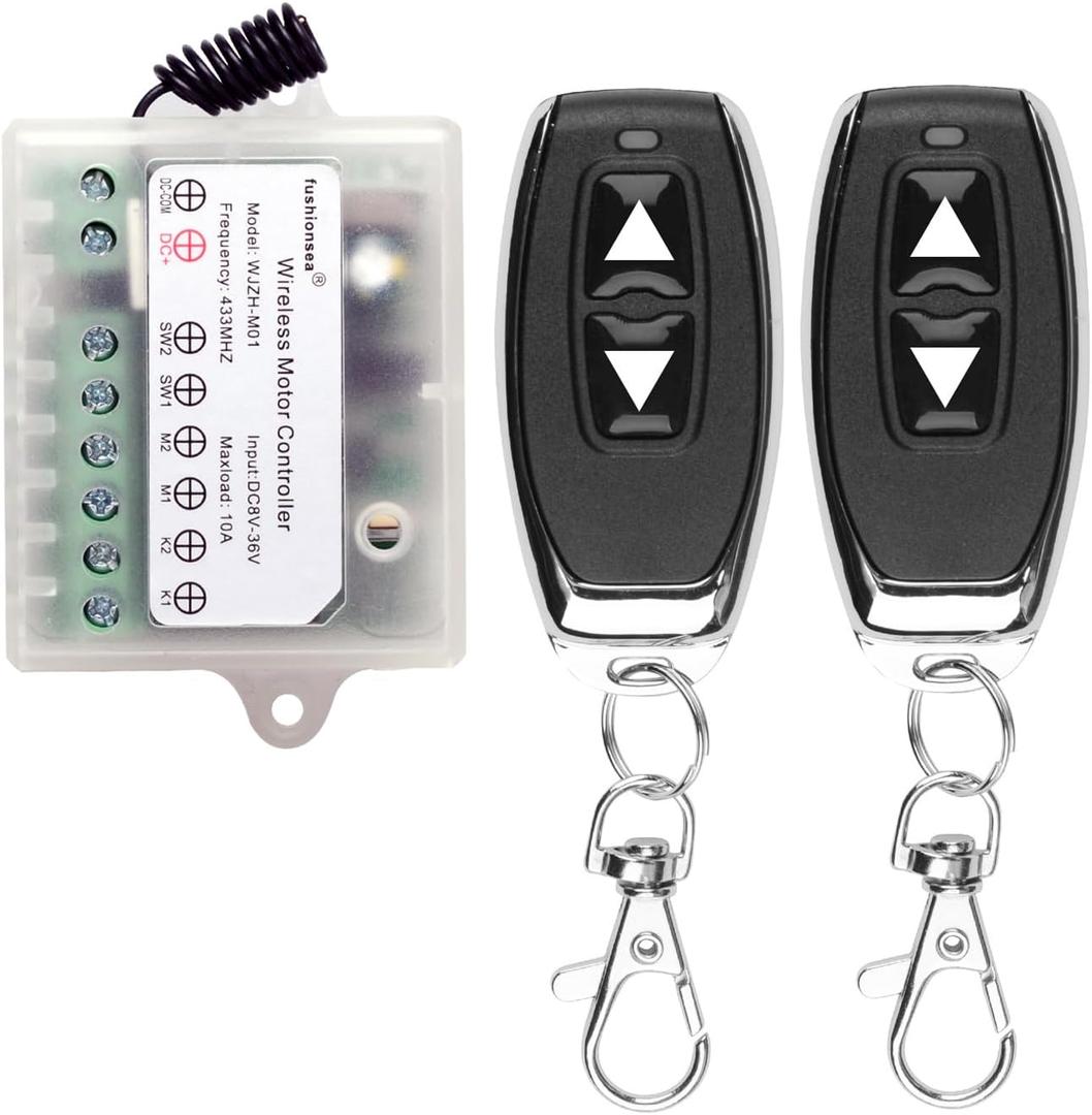 DC 8V 12V 24V 36V Motor Remote Control Switch for Control Linear Actuator, 433Mhz 10A Motor Forward Reverse Relay SwitchMomentary Mode