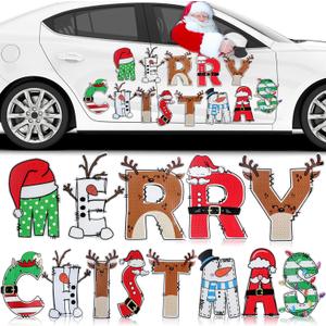 Xuhal 14 Pcs Christmas Car Magnets Reflective Christmas Car Decorations Large Merry Xmas Garage Door Magnet Decal Sticker for Xmas Refrigerator Mailbox Outdoor SUV Decoration(Classic)