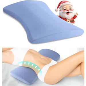 vamorry Lumbar Pillow for Sleeping, Lumbar Support Pillow for Bed for Back Pain Relief, Memory Foam Lower Back Pillow for Bed, Back Support Pillow for Side & Back Sleepers, Washable Cover (Blue)