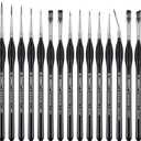 PANDAFLY Detail Paint Brushes Set, 15pcs Miniature Brushes for Fine Detailing & Art Painting - Acrylic, Oil, Watercolors & Paint by Number, Models, Face, Nail, Craft