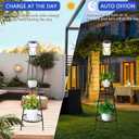 TOOTOO STAR 2 Pack Solar Outdoor Lights, 48" High Solar Floor Lamp, with Plant Holder for Garden Patio Deck Porch Outdoor Decoration (48''- Double layers)