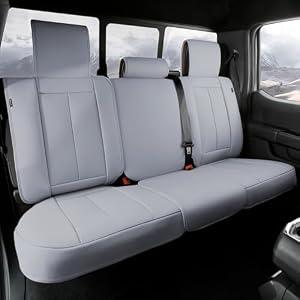 Coverland Custom Car Seat Covers Compatible with 2015-2025 Ford F-150 Super Cab, SuperCrew Cab Standard Front Seat - Premium Leather Non-Slip Waterproof Cover Interior Protector [Rear-Gray]