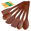 Pack Of 2 Riveira Premium Brown Bamboo Wooden Spoons for Cooking Set of 6 – Premium Brown Bamboo Wooden Cooking Utensils, Wooden Spatula, Wooden Spoon - Premium Quality Wooden Utensil Set for Non-Toxic Cooking