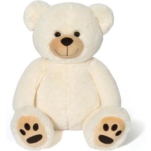 LotFancy Teddy Bear Stuffed Animals, 20 inch Soft Cuddly Cute Plushies, Plush Toys with Footprint Design, Stuffed Animals for Girls Kids Baby Toddlers, Baby Shower Easter Birthday Gift Decor, Beige