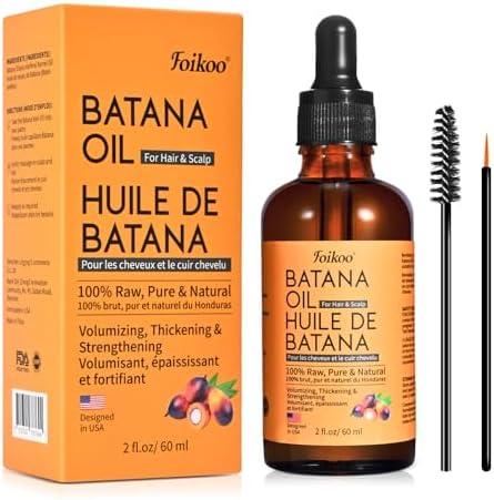 FOIKOO Batana Oil for Hair Growth Dr Sebi Organic, 100% Raw Pure & Natural Botana Oil from Honduras, Deeply Nourishing Scalp for Hair Thicker and Stronger (2 Fl Oz, Pure) Exp. 02/19/2028
