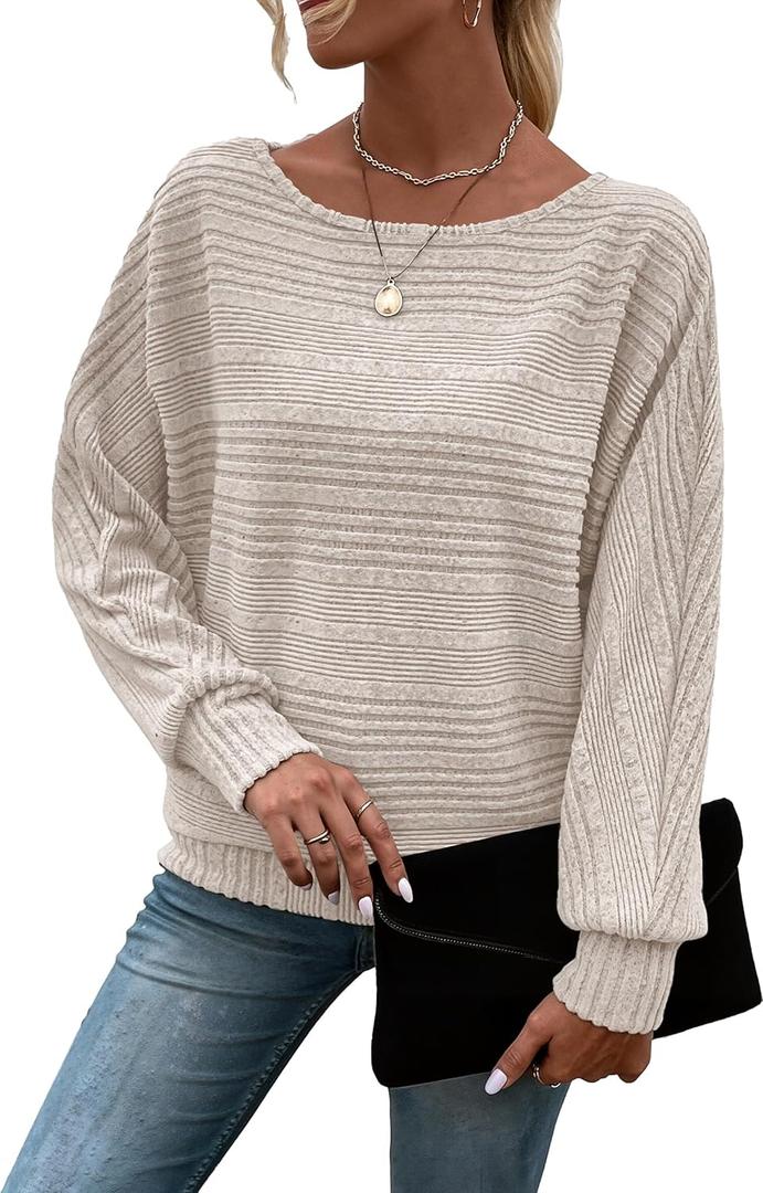 Womens Long Sleeve Shirts Crewneck Tunic Tops Pullover Sweaters Business Casual Blouses Fall Fashion 2026 (Beige, XL)