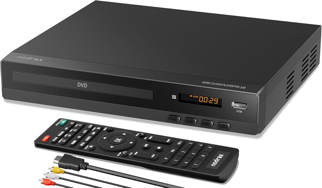 FlexaPlay Region-Free HDMI DVD Player for TV 1080p Upscaling, USB Port, DVD/CD/MP3 Multi-Format Playback Ultra-Compact Mini Design, Includes HDMI/RCA Cables, Remote Control
