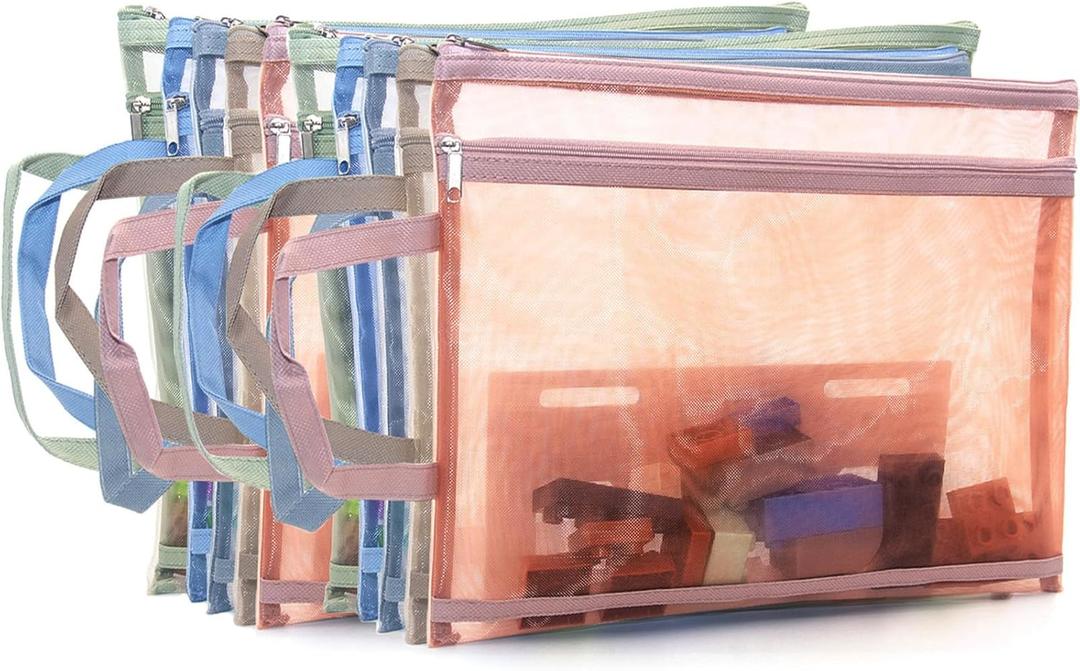 10 Pack Mesh Zipper Pouches for Organizing, Double Layers Nylon Puzzle Building Block Sets Toy Storage Organization with Handle, Multipurpose for Travel, School, Board Game, Office, and Home Organize (A4-2layer-10pcs) 10 Pack Mesh Zipper Pouches for Organizing, Double Layers Nylon Puzzle Building Block Sets Toy Storage Organization with Handle, Multipurpose for Travel, School, Board Game, Office, and Home Organize (A4-2layer-10pcs)
