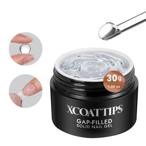 BTArtboxnails XCOATTIPS Solid Nail Glue Gel - 30g Gap-Filled Gel Nail Glue for Nail Tips Press on Nails, Upgrade Cure Needed UV Nail Gel for Acrylic Fake Nail