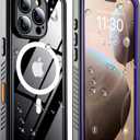 Temdan Magnetic for iPhone 16 Pro Max Case Waterproof,Built-in Screen Protector[IP68 Underwater][Upgrade Military Dropproof][Compatible with MagSafe] Full Body Shockproof Translucent Case 6.9''-Purple