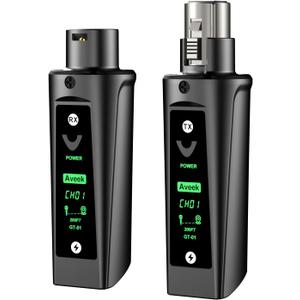 Aveek Wireless XLR Transmitter Receiver System for Dynamic Mic, 200FT Range, Receiver + 1Transmitter