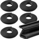 Yuntau 5 Pack 84 Inch Rubber Weather Stripping Seal for Kerf Channel Doors, Black Door Seal for Top & Sides, Blocks Wind, Water, Rain & Dust, Easy Slotted Installation, Black