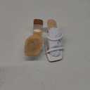 Women's Square Open Toe Heeled Sandals Two Strap Mules Slip On Block Chunky Mid Heels Sandals (6, White)