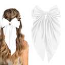 Hair Bow for Girls,Cute Bow Hair Clips for Women Oversized Satin Hair clips Long Ribbon Hair Accessories Gifts for Girl (Pure white)