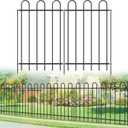 FOREHOGAR Metal Garden Fence 36 in H x 12 ft L, No dig Garden Border Yard Fencing, Dog Fence Outdoor Temporary Animal Barrier for Flower Bed Lawn and Patio, 6 Panels + 7 Stakes Black