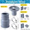 4Pack Pool Vacuum Hose Adapter Kit, Compatible with Intex Adapter B, 1.5" to 1.25" Rubber Pool Skimmer Hose Connector Kit with 8Stainless Steel Clamp for Above Ground Pool Vacuum Surface Skimmer