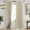 KOUFALL Light Tan Back Tab Linen Blackout Curtains for Living Room 52x105 Inch Length