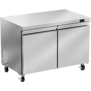 48" W Commercial Undercounter Freezer, 11.1 Cu.ft 2 Door Worktop Under Counter Freezer, Stainless Steel Commercial Kitchen Freezing Equipment for Restaurant, Bar, Shop, etc.
