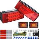 Kohree Submersible LED Trailer Lights Kit, 12V Super Bright Utility Brake Stop Turn License Tail Lights, Rectangular Trailer Lights with Wiring Kit & 2 Marker Lights for Boat RV Truck Over 80 Inches