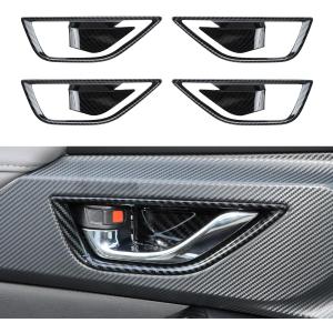 INTGET Inner Door Handle Bowl Panel Cover for 2024 2025 Subaru Crosstrek/Subaru Impreza Accessories Carbon Fiber Car Interior 4-Door Handle Protector for 2024 Crosstrek(4PCS-Inner Door Handle Cover)