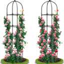 2 Pack Garden Obelisk Trellis, 70" Tall Plant Support for Climbing Vine, Metal Covered Plastic Coating Rustproof Heavy Duty Rose Trellis Indoor Outdoor(Black, 70 * 11.8 * 11.8INH*W*L)