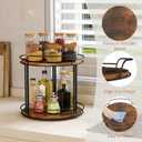LAMU 12.2'' Wood Lazy Susan Turntable Organizer for Cabinet, 2 Tier Lazy Susan Spice Rack Organizer for Kitchen, Table Top, Countertop, Pantry, Bathroom