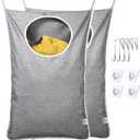 KEEPJOY Saves Space Door-Hanging Laundry Bag,Door Hanging Laundry Hamper with 2 Different Types of Hooks, Oxford Fabric Hanging Laundry Basket for Clothes Size 30"X20" -2 Pack Gray
