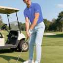 Men's Golf Polo Shirts UPF 50+ Short Sleeve Dri Fit Polos Stretch Performance Collared Golf Casual Work Business Wear (Blue)