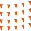 100 Feet Solid Orange Pennant Banner Flags String Triangle Bunting Flags, Decorations for Grand Opening, Birthday Party, Festival Celebration(Orange)