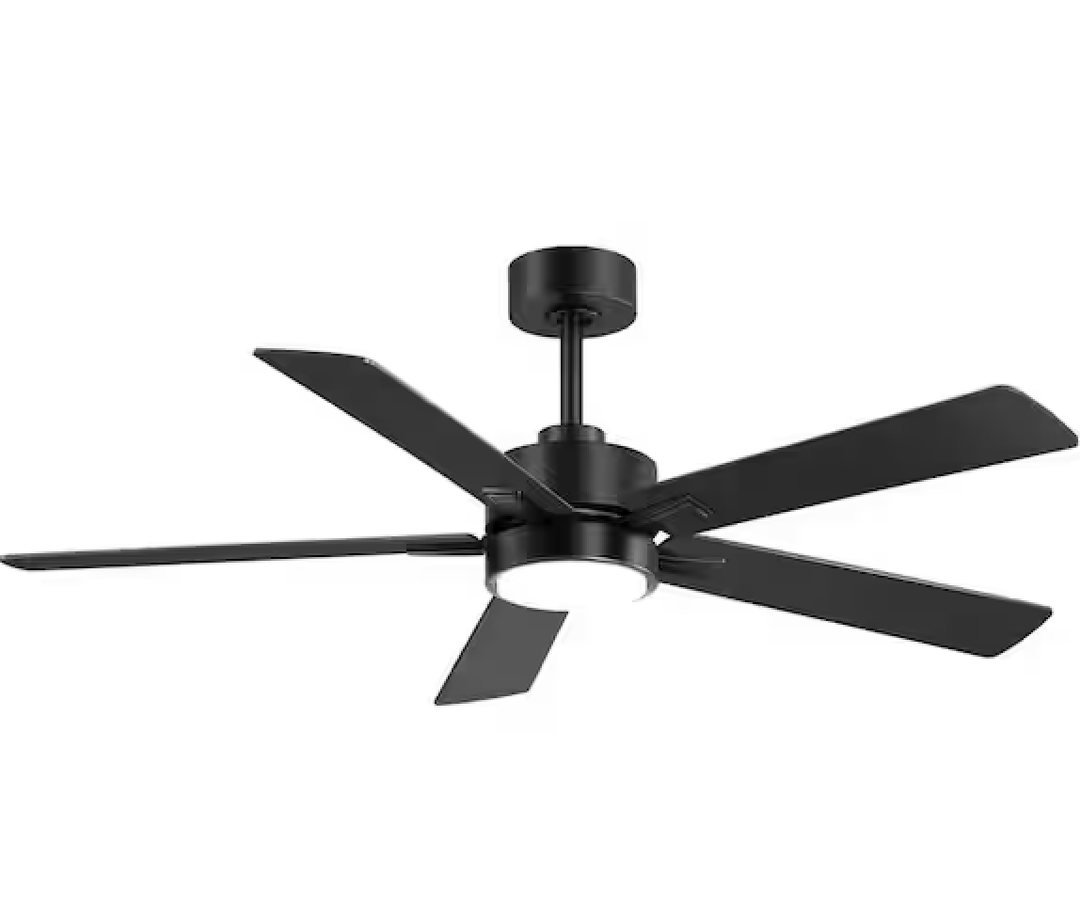 Ceiling Fans with Lights,Indoor and Outdoor Black Ceiling Fan with Remote Control, 52-inch Modern Ceiling Fans with Reversible DC Motor for Patio Bedroom Living Room (Black)