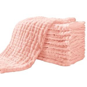 Yoofoss Muslin Burp Cloths for Baby 10 Pack 100% Organic Cotton Baby Washcloths for Boys Girls Large 20''X10'' Super Soft and Absorbent Blush