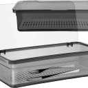 SUNSHNO 2PCS Flatware Tray with Lid and Drainer, Tableware Utensil and Cutlery Drawer Organizer with Lid Covered Silverware Tray to Keeps Your Cutlery Organized and Protected